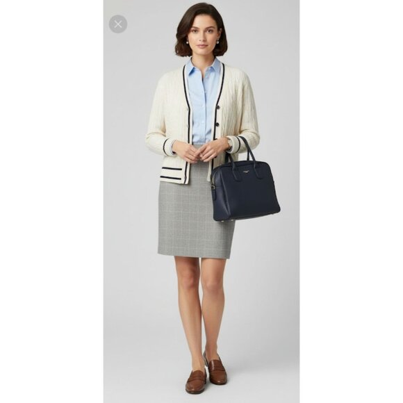 NWT VTG Linda Allard Ellen Tracy Silk Plaid Mini Skirt Black White Women's 14 - Picture 5 of 13